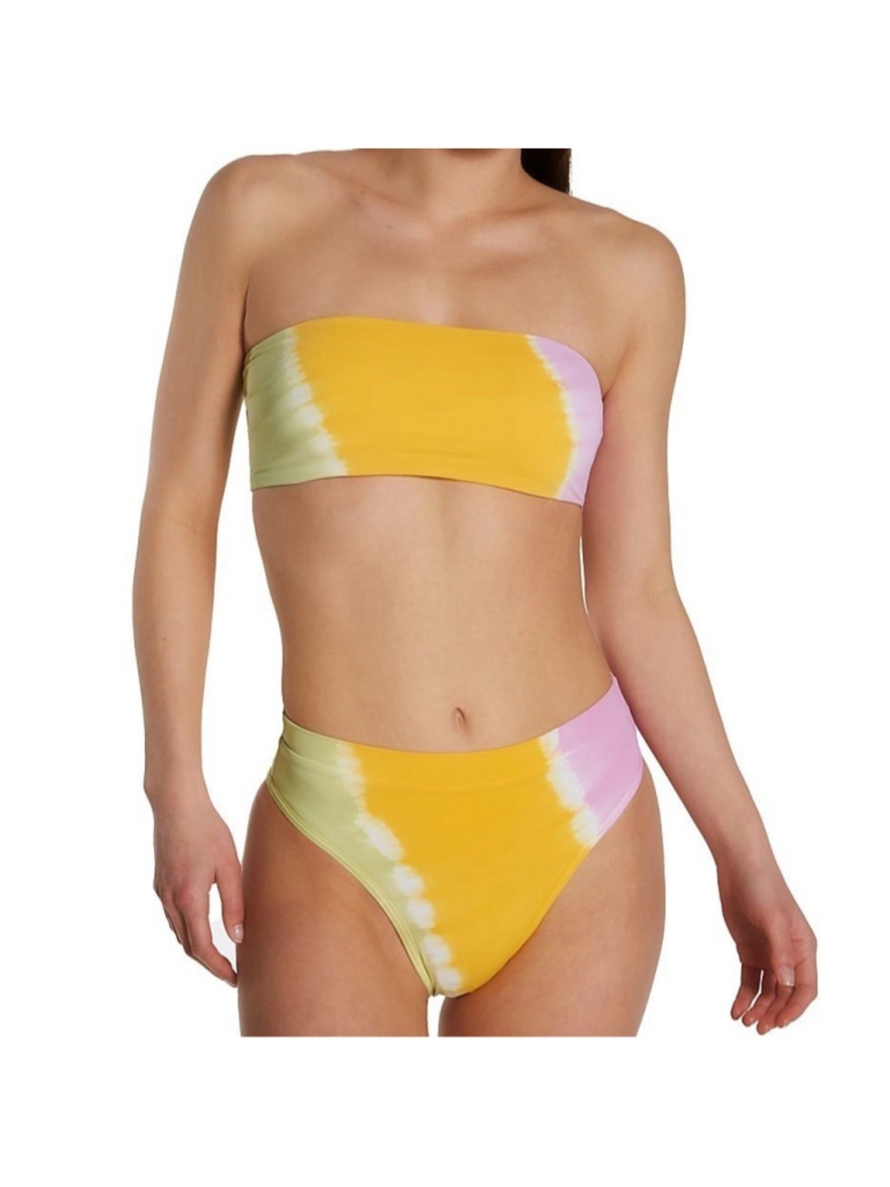 L*Space Frenchi Bikini Bottoms Womens L Multicolor Tie-Dye High Cut Cheeky